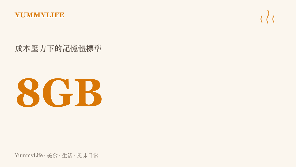 統計圖卡呈現安卓手機因應成本高漲，將新款機種記憶體標準降回8GB的數值