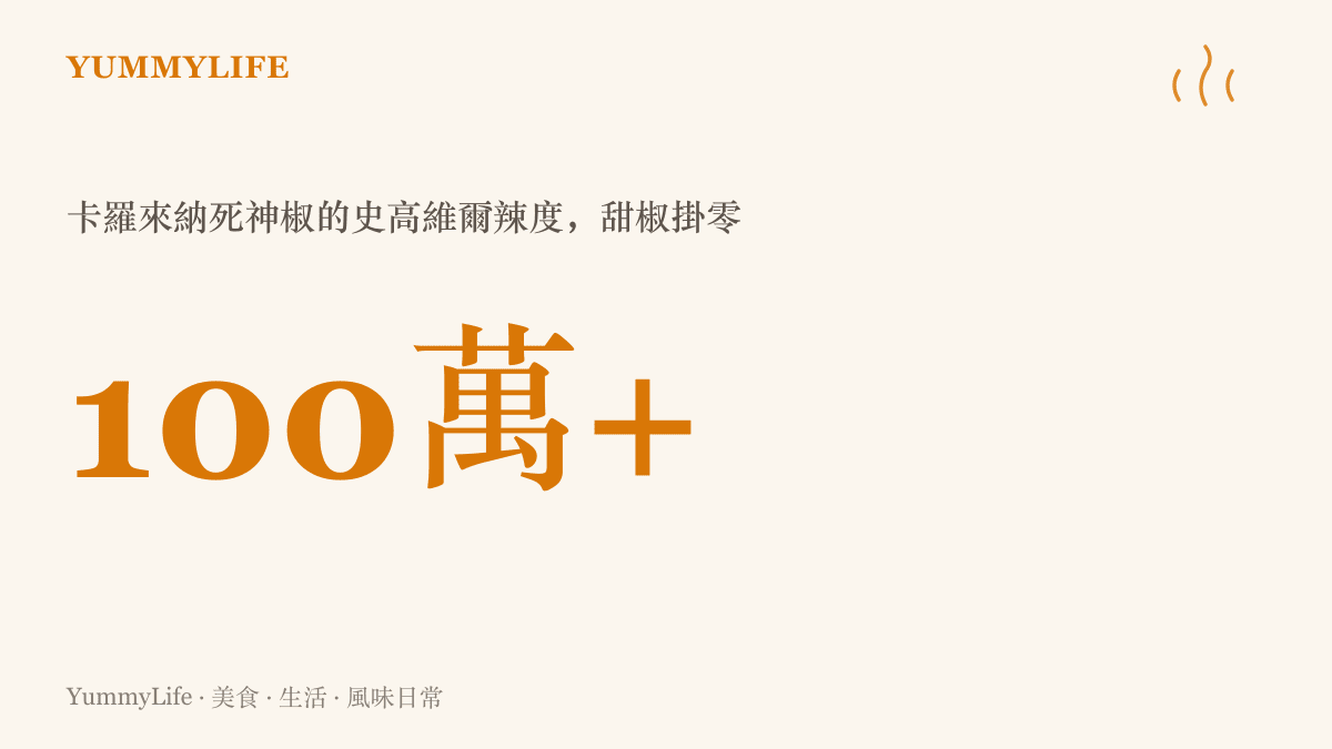 卡羅來納死神椒的辣度超過一百萬史高維爾單位，而甜椒的辣度為零，兩者相差達百萬倍