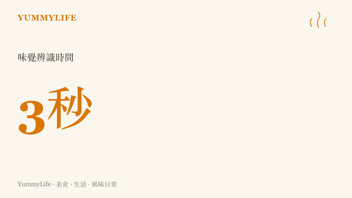 統計圖卡呈現味覺辨識粉末調味料的平均時間為三秒鐘