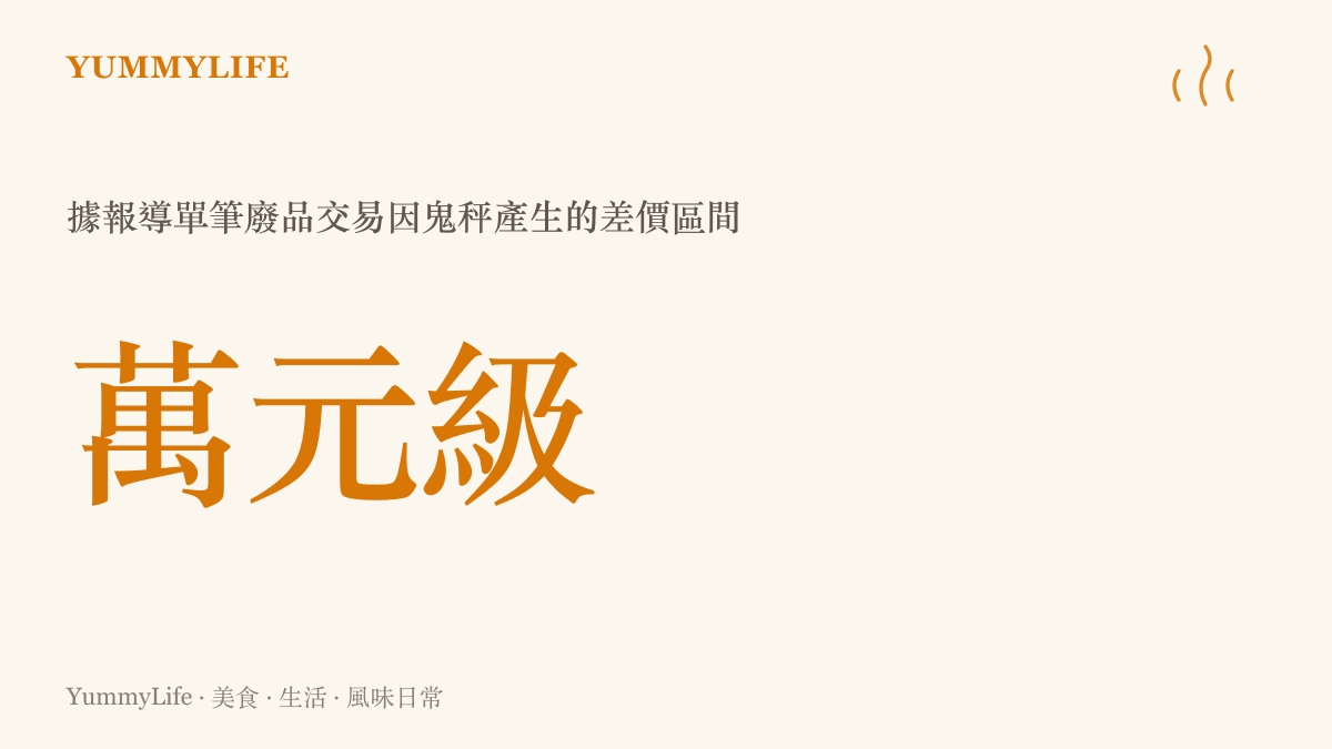 廢品鬼秤爭議中單筆交易差價可達萬元人民幣等級的示意數據卡