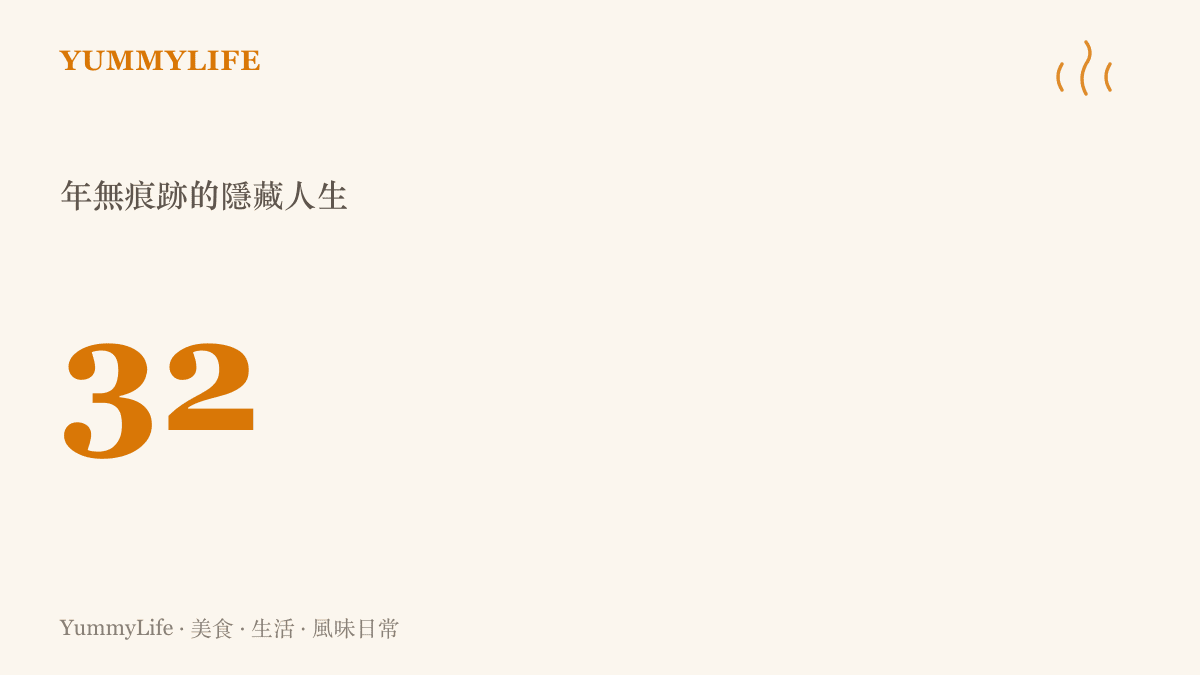 圖卡呈現逃犯隱姓埋名長達32年的龐大數字，象徵一段完全與現代社會脫節的漫長歲月。