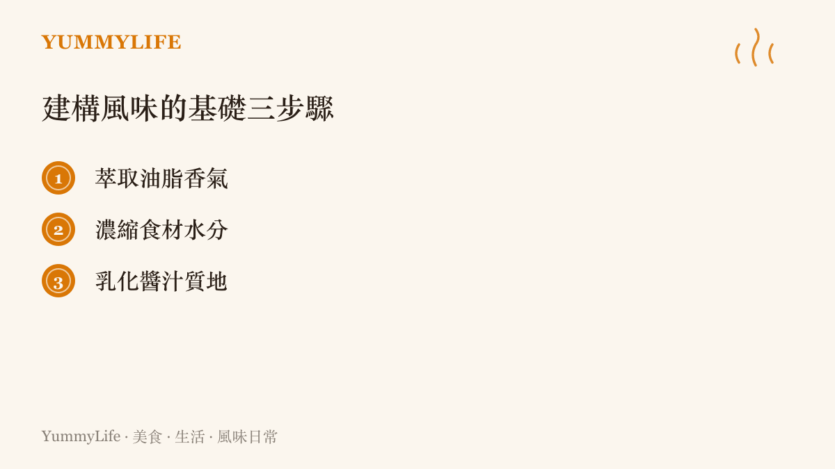 料理時建構深厚風味的三個基礎步驟，從油脂、水分到醬汁質地的處理