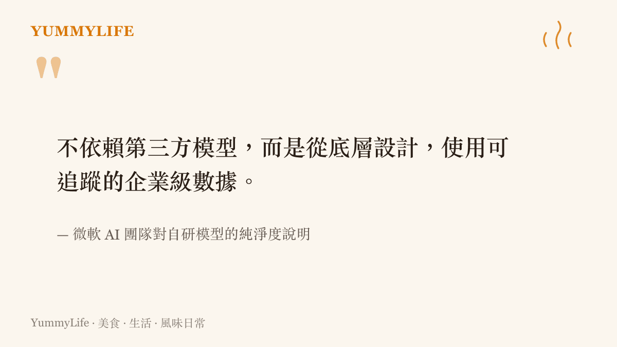 微軟 AI 團隊說明其自研模型不依賴第三方，從底層設計並使用可追蹤的數據以確保純淨