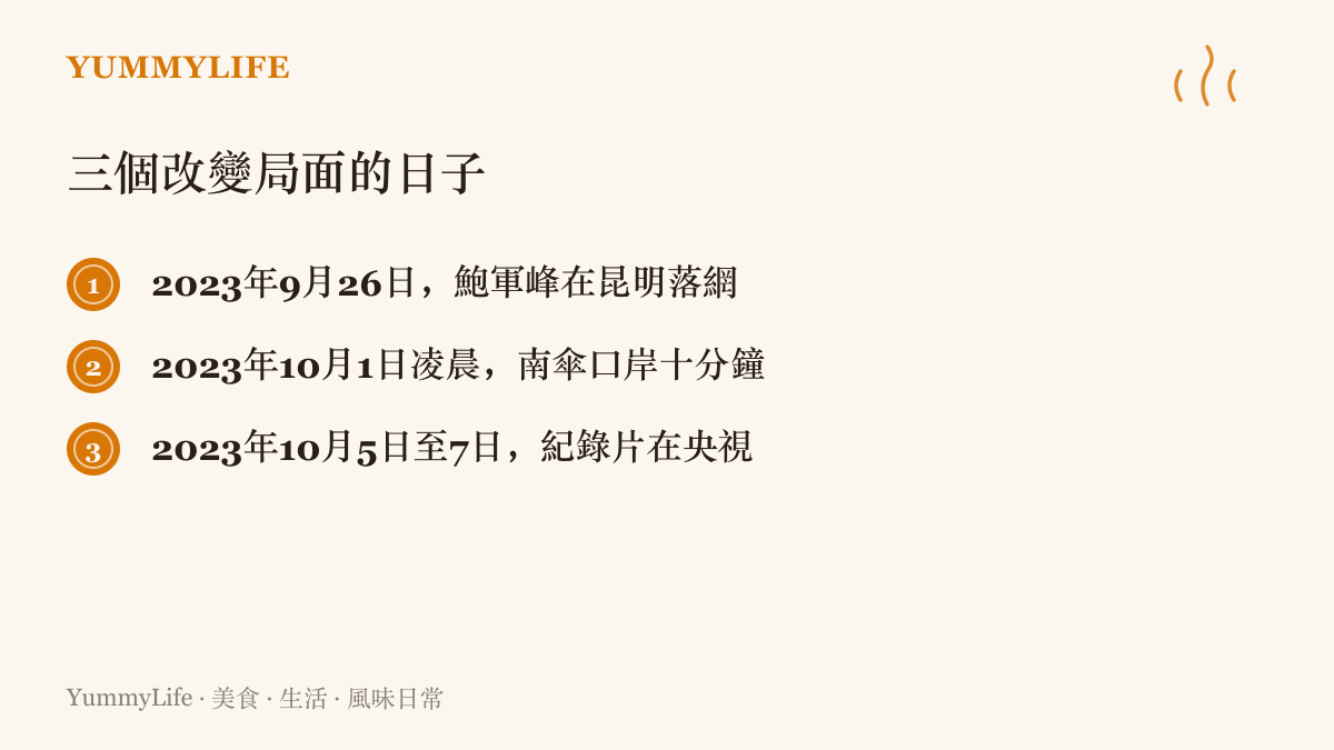 緬北電詐覆滅行動的三個關鍵日期：2023年9月26日鮑軍峯在昆明落網、10月1日凌晨南傘口岸十分鐘收網、10月5日至7日紀錄片在央視綜合頻道首播