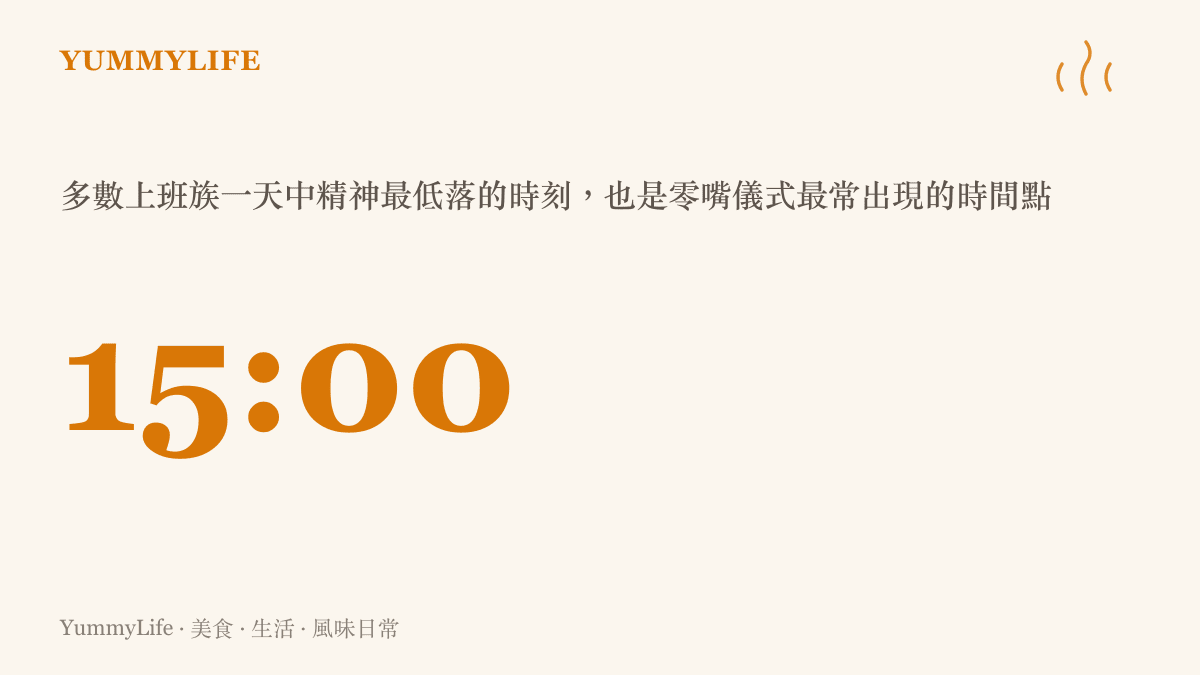 下午三點是上班族精神低潮與零嘴時刻的示意圖
