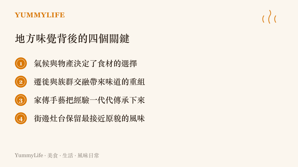 影響各地地方風味形成的四個主要原因