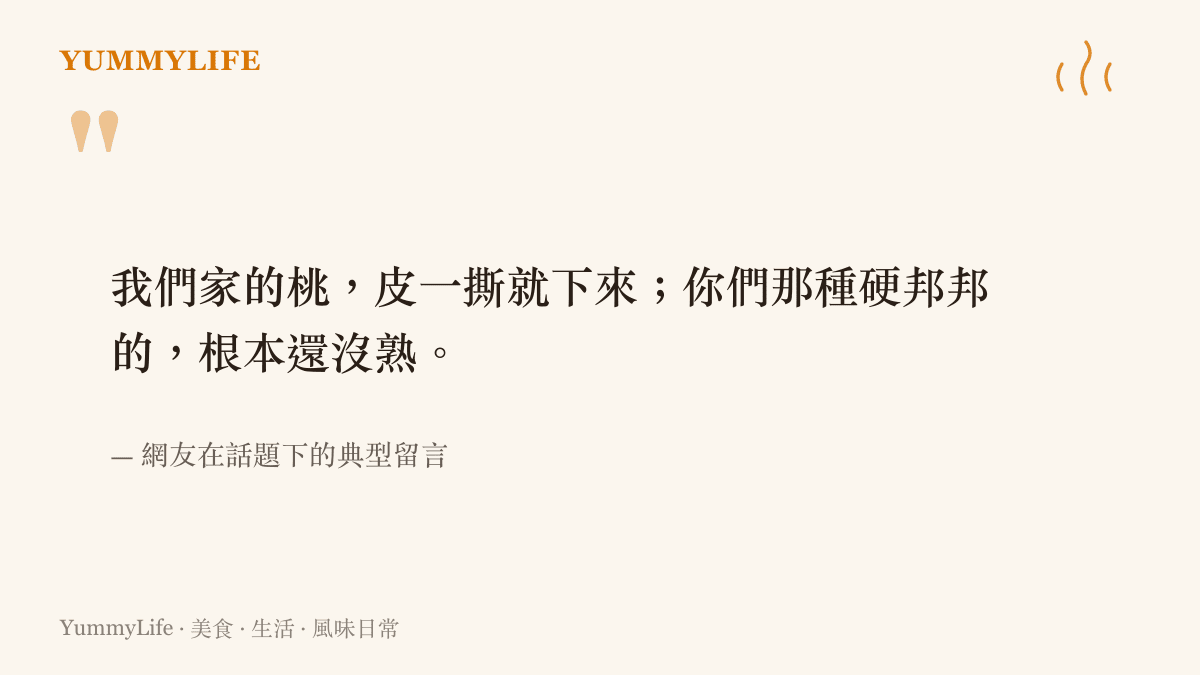 各地網友為家鄉桃子品種爭論不休的代表性留言圖卡