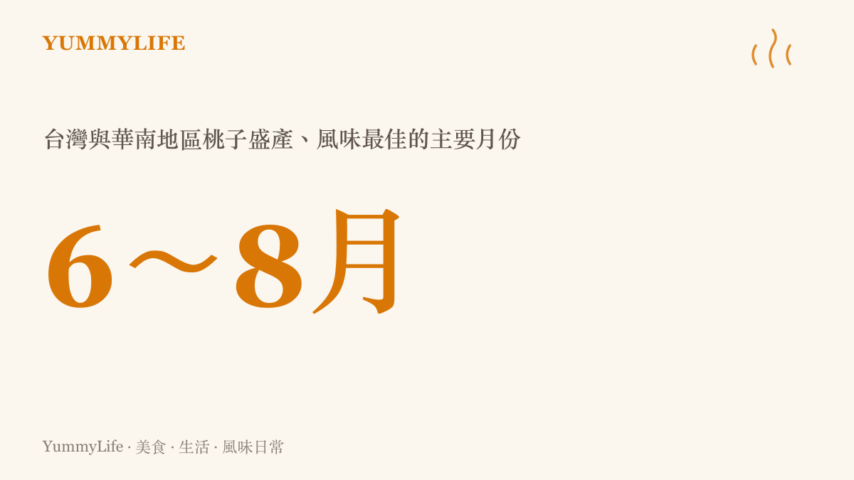 夏季六到八月桃子盛產季節的時間統計圖卡
