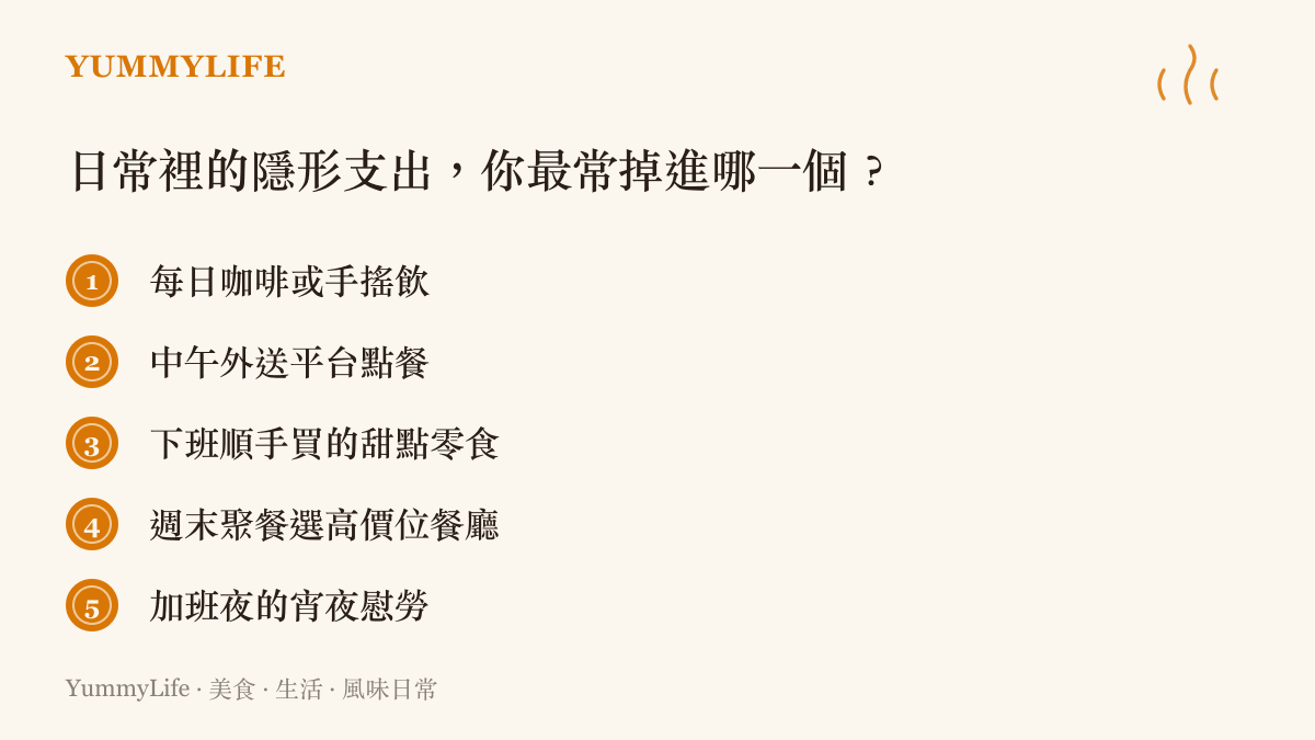 五種最常被忽略的日常餐飲隱形支出類型清單