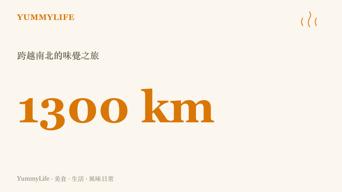 一張呈現北京到上海總計一千三百公里測試路線的視覺統計圖，標示出這條路線同時也是一場跨越中國南北飲食文化與風味地景的味覺之旅