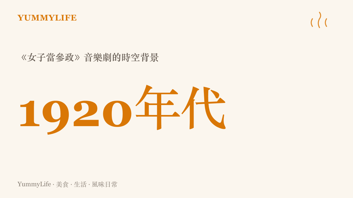 統計圖卡呈現《女子當參政》音樂劇的故事背景為1920年代的美國女性投票權運動。